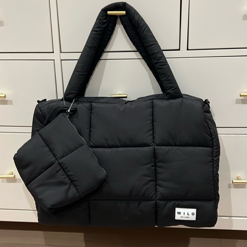 NWT Wilo the Label - Quilted Duffle Bag (Black)